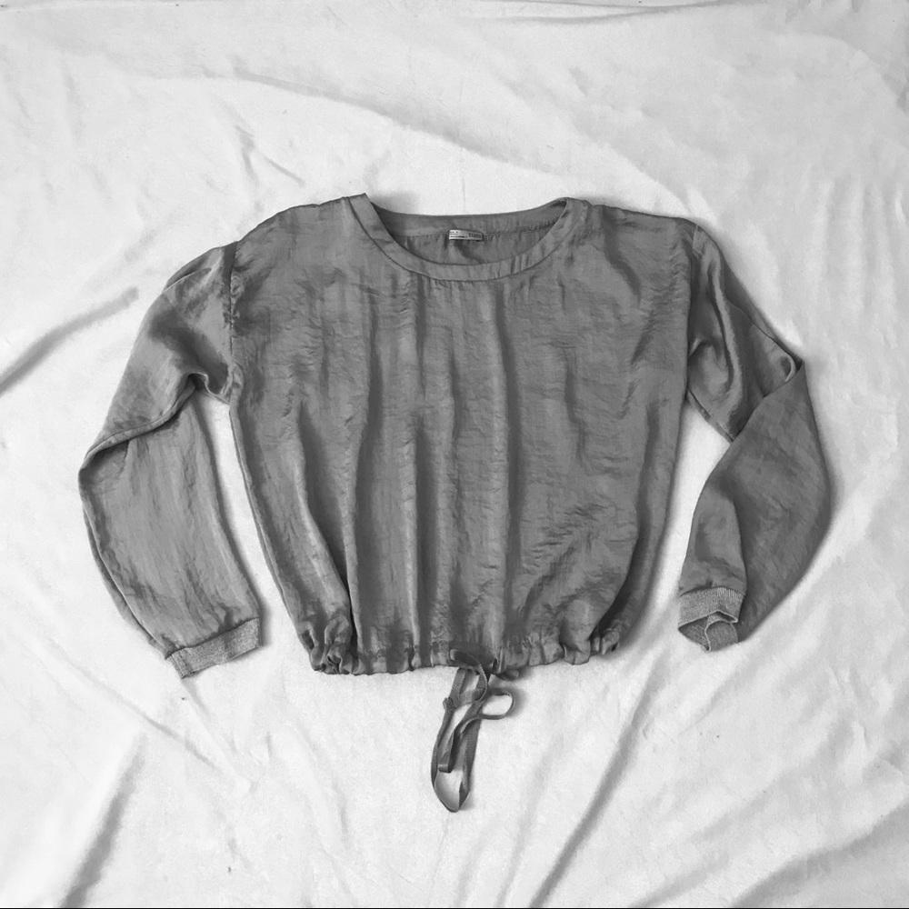 ZARA Satin-like Drawstring Top